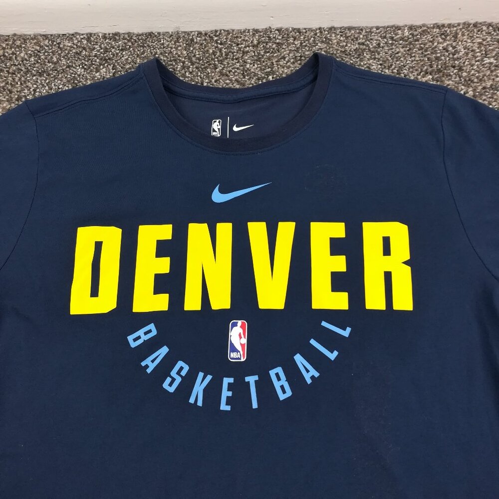 NWOT 2017 Denver Nuggets Shirt Nike Center Swoosh Mens Large Slim Fit